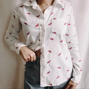NEW Watermelon Print Button Up Top